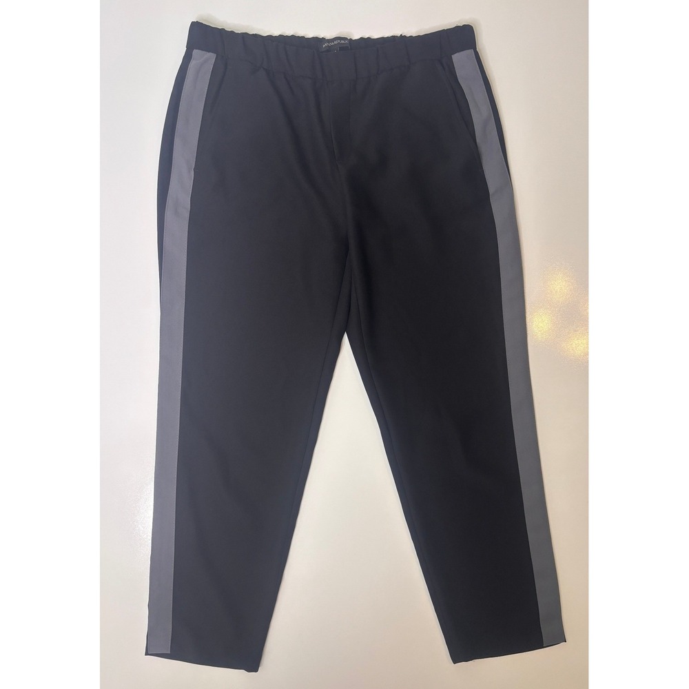Banana Republic Womens Black Grey Tuxedo Side Stripe Ankle Jogger Pants Size M